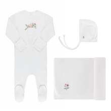 Load image into Gallery viewer, Ely&#39;s &amp; Co Rib Cotton Pocket Full Of Flowers 3PC Layette Set - Flowers/Ivory