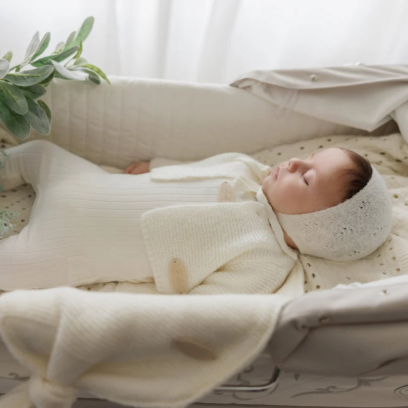 Bubani Sweater, Hat, And Footie Set - White