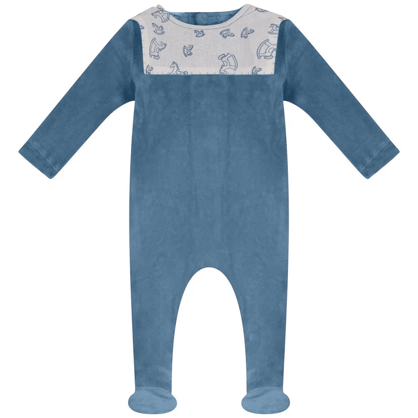 Bubani Horse Bib Collection Velour Footie - Dark Blue