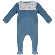 Load image into Gallery viewer, Bubani Horse Bib Collection Velour Footie - Dark Blue