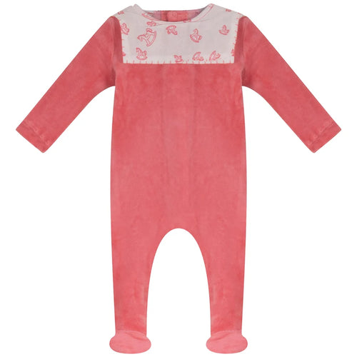 Bubani Horse Bib Collection Velour Footie - Hot Pink