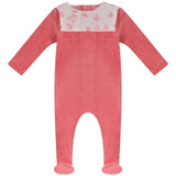 Bubani Horse Bib Collection Velour Footie - Hot Pink