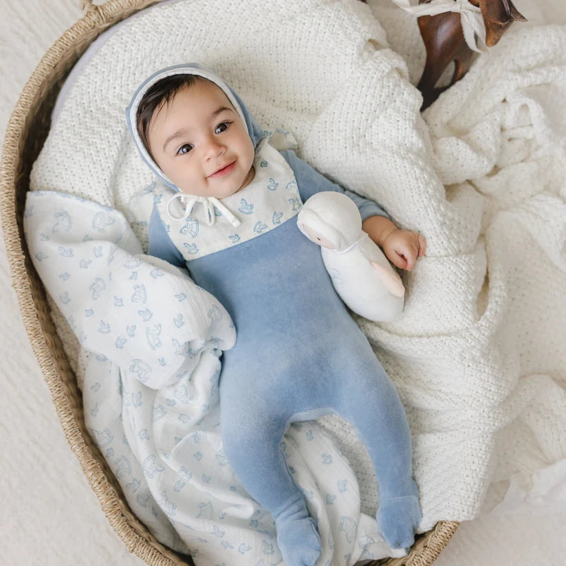 Bubani Horse Bib Collection Layette Set - Light Blue