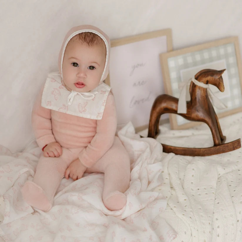 Bubani Horse Bib Collection Layette Set - Light Pink