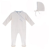 Bubani Boys Lace Wrap Collection Velour Footie And Bonnet