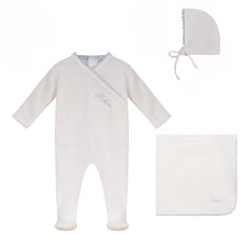 Load image into Gallery viewer, Bubani Boys Lace Wrap Collection Velour Layette Set