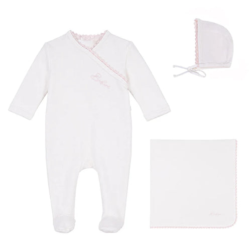 Bubani Girls Lace Wrap Collection Velour Layette Set