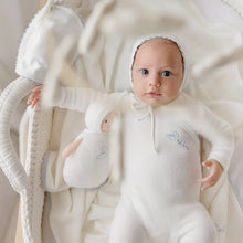 Load image into Gallery viewer, Bubani Boys Lace Wrap Collection Velour Footie And Bonnet