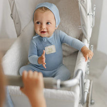 Load image into Gallery viewer, Bubani Velour Horse Collection Footie And Bonnet - Blue