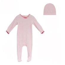 Load image into Gallery viewer, Bubani Polka Dotted Collection Velour Footie And Hat - Light Pink