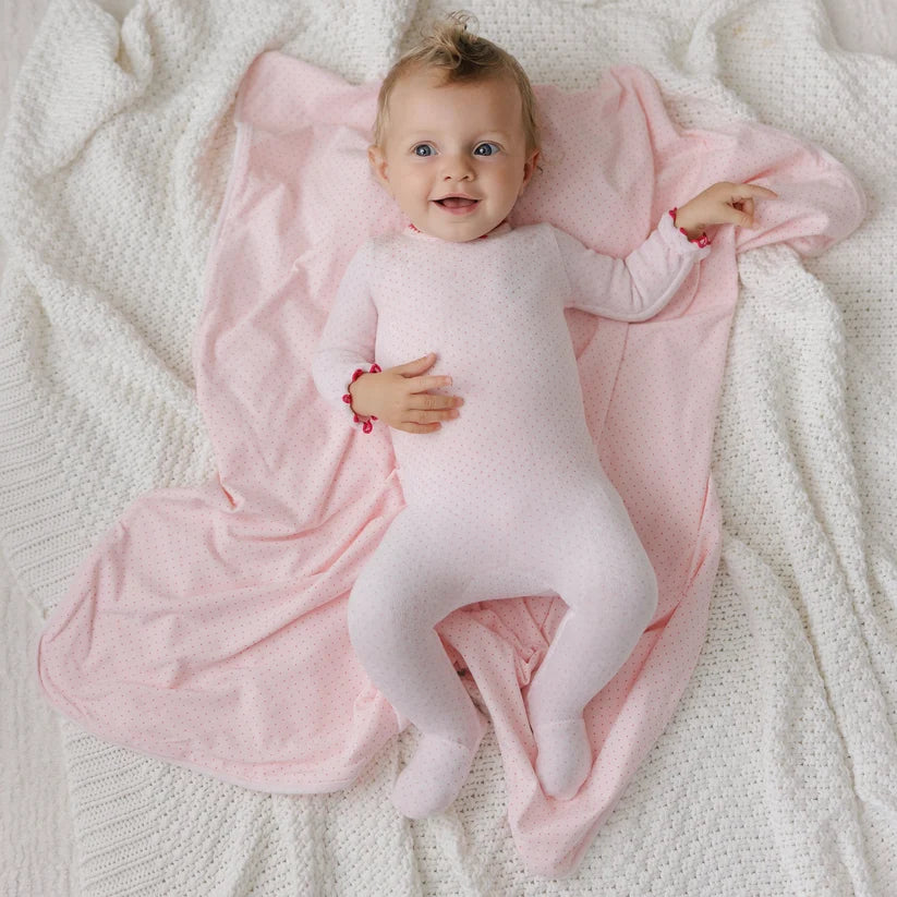 Bubani Polka Dotted Collection Velour Take Me Home Set - Light Pink