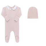 Ely's & Co Wide Rib Cotton - Wide Rib Rosebud Footie And Beanie - Pink/Blush