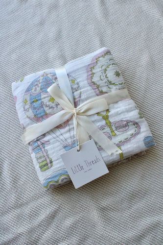 Little Threads Dreamy Carousel Muslin Blanket