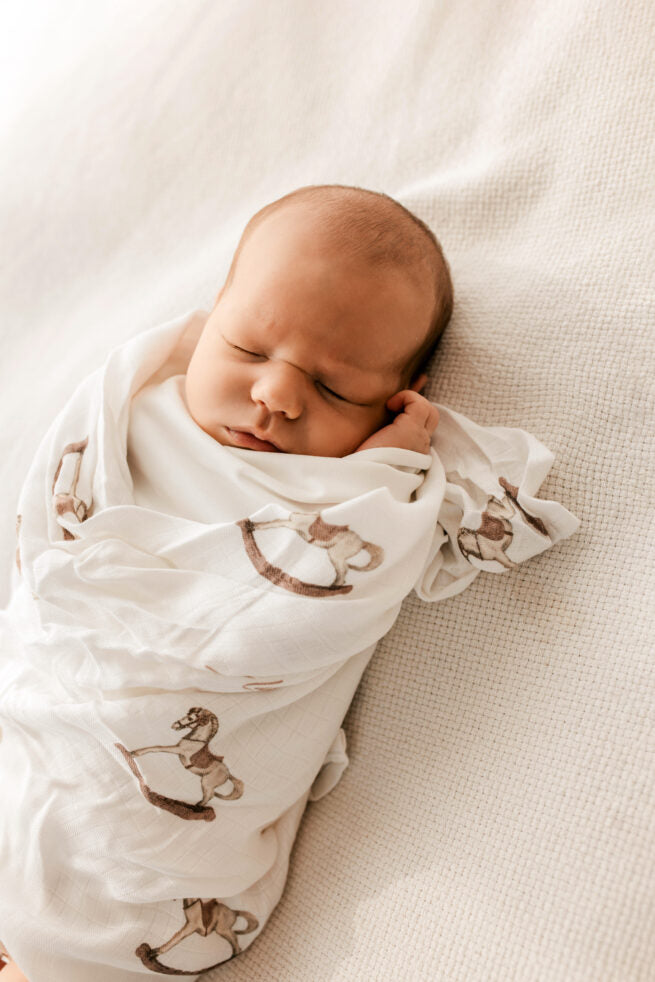 Petite Laure Baby Swaddle Rocking Horse - Dusty Pink