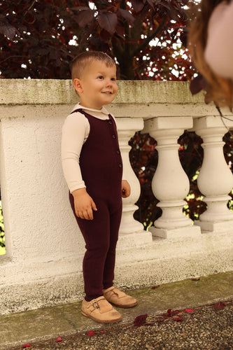 Bamboo Buttoned Knit Romper - Burgundy