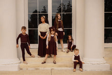 Load image into Gallery viewer, Bamboo Flare Knit Jumper And Collar Tissue Blouse Set - Burgundy/Lilac