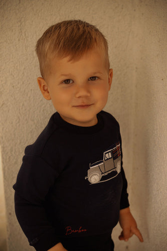 Bamboo Truck Embroidered Sweatshirt - Navy