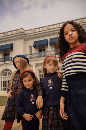 Bamboo Doll Embroidered Sweatshirt - Navy