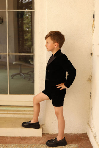Bamboo Velvet Taffeta Blazer - Black