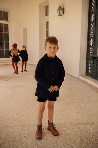 Bamboo Wool Raglan Coat - Navy