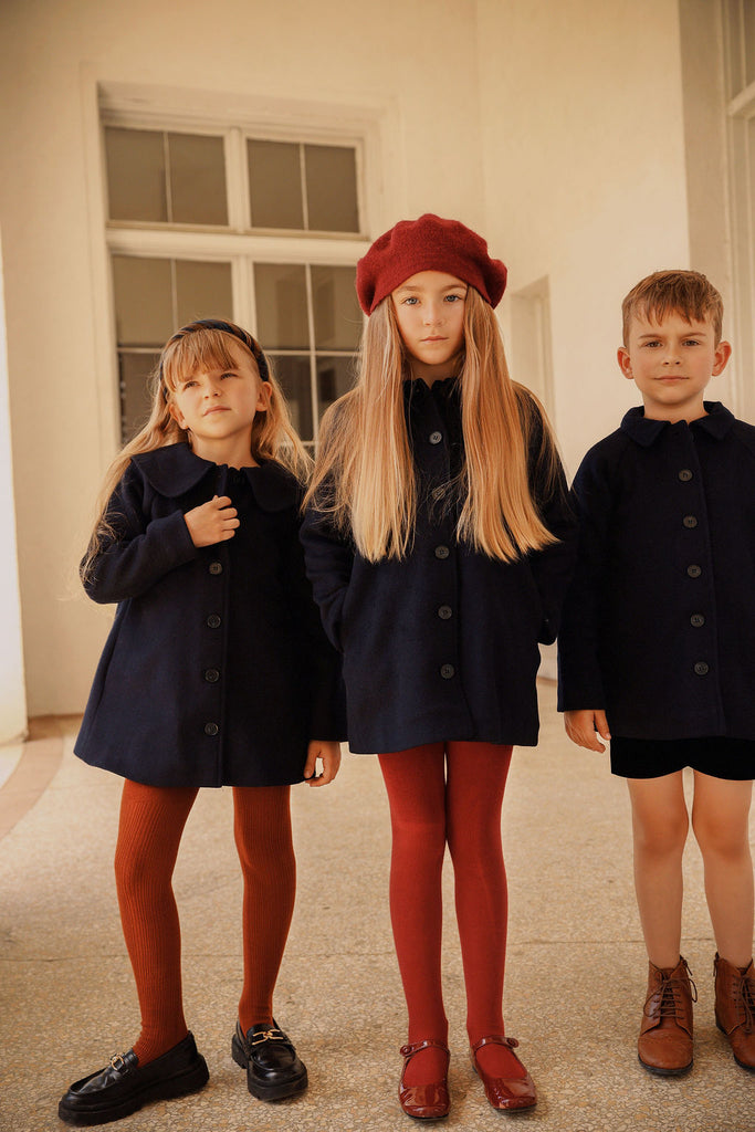 Bamboo Wool Raglan Coat - Navy