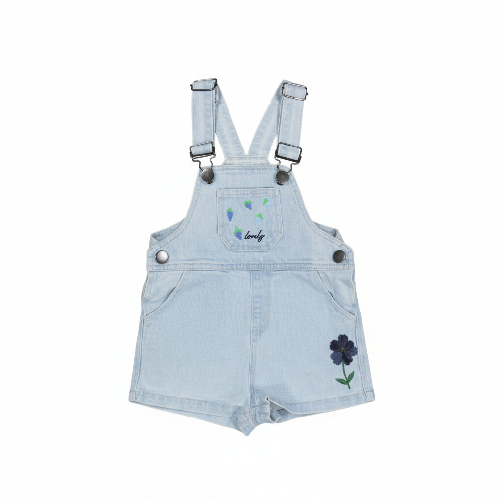 Lovely Littles Denim Short Overalls - Raspberry Blue