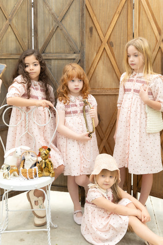 Nou Nelle Smocked Pink Dress (3/4 Sleeve)