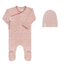 Load image into Gallery viewer, Ely&#39;s &amp; Co Velour Cluster Flower Footie &amp; Cotton Beanie - Pink