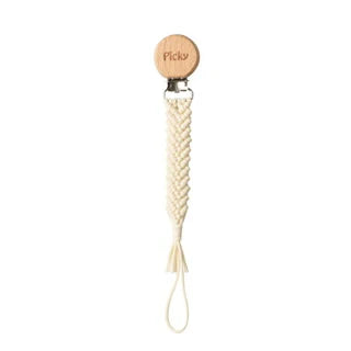 Macrame Braided Pacifier Clip - Ivory Trim – Moonlight