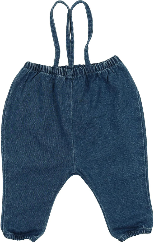 Lil Legs Bubble Suspender Pants - Blue Wash