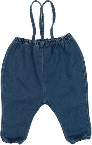 Lil Legs Bubble Suspender Pants - Blue Wash