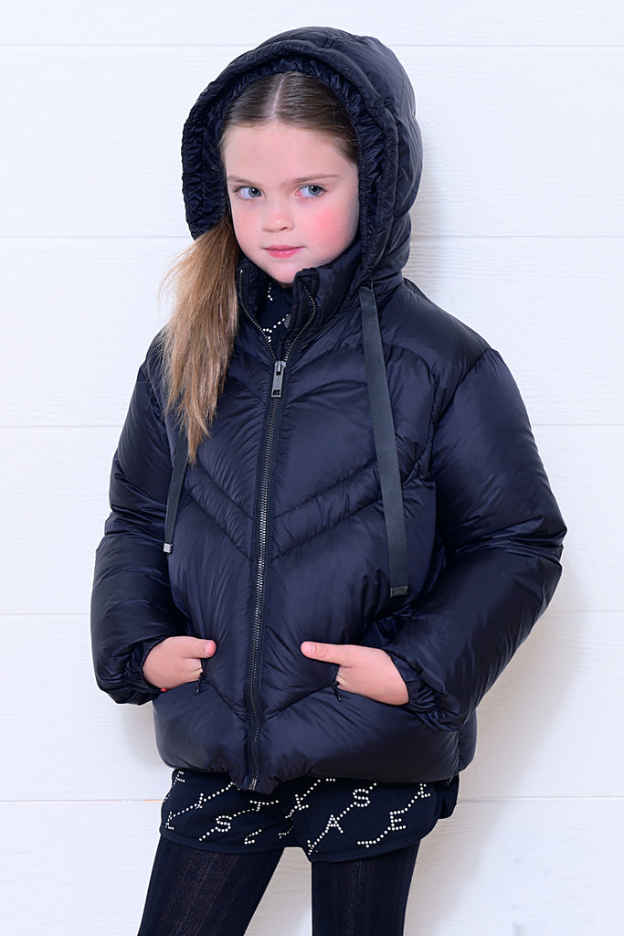 Denali Girls Coat With Heart Quilting - Black