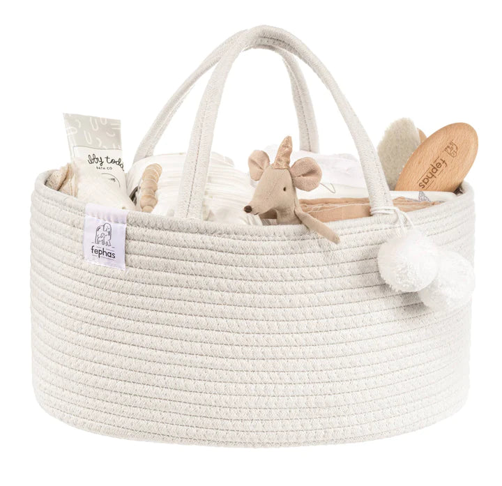 Fephas Cotton Rope Diaper Caddy - Off-white