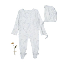 Load image into Gallery viewer, Lovely Littles Printed Footie And Bonnet - Joy Blue