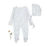 Lovely Littles Printed Footie And Bonnet - Joy Blue
