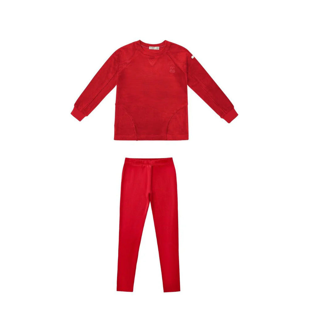 Crew Rib Velour Set - Red