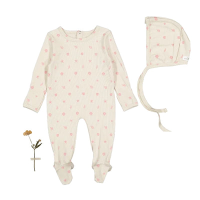 Lovely Littles Printed Footie And Bonnet - Darya Floral