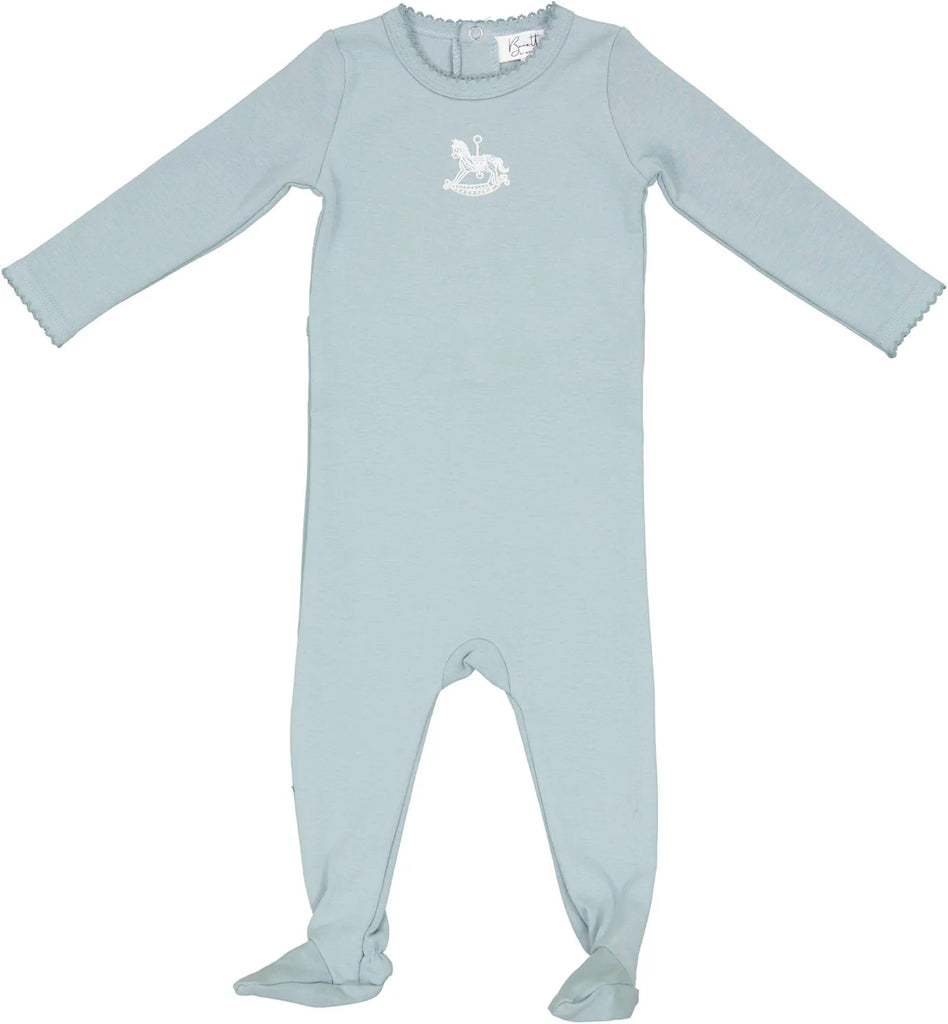 Bopop Rocking Horse Embroidered Footie & Beanie - Sky Blue