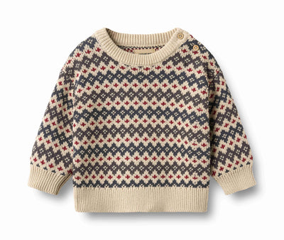 Wheat Harlow Jacquard Pullover - Grey Blue