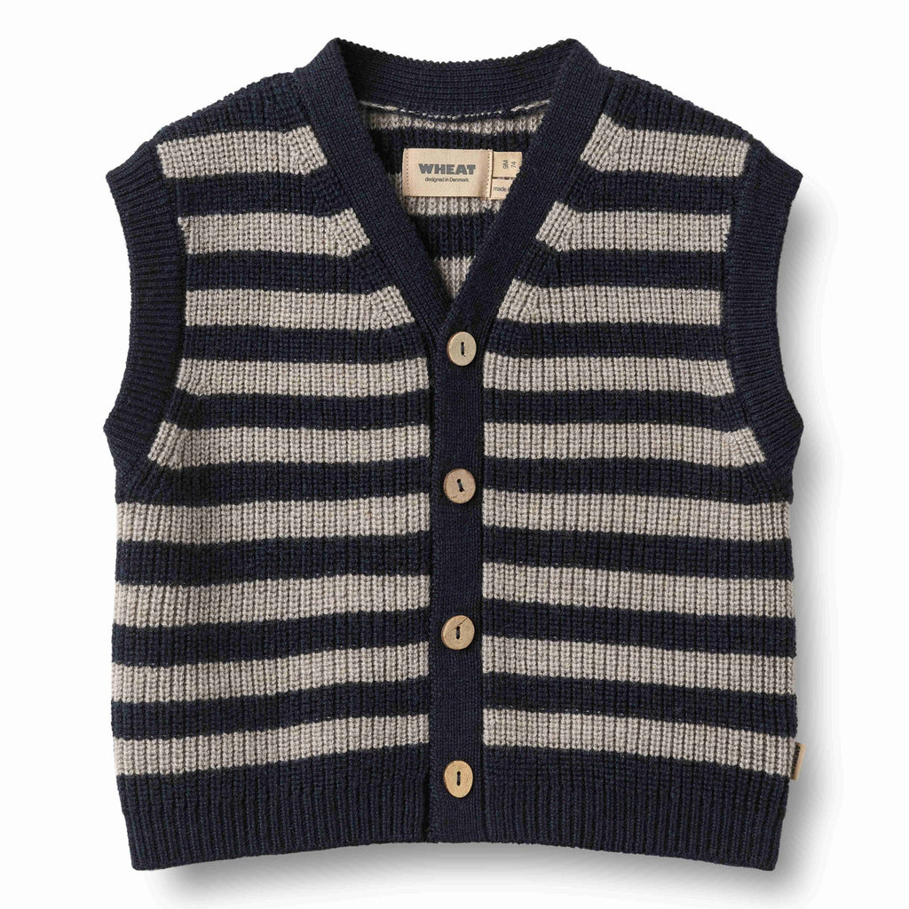 Wheat Pete Knit Vest - Navy Stripe