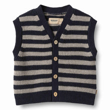 Load image into Gallery viewer, Wheat Pete Knit Vest - Navy Stripe