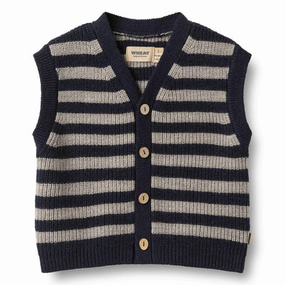Wheat Pete Knit Vest - Navy Stripe