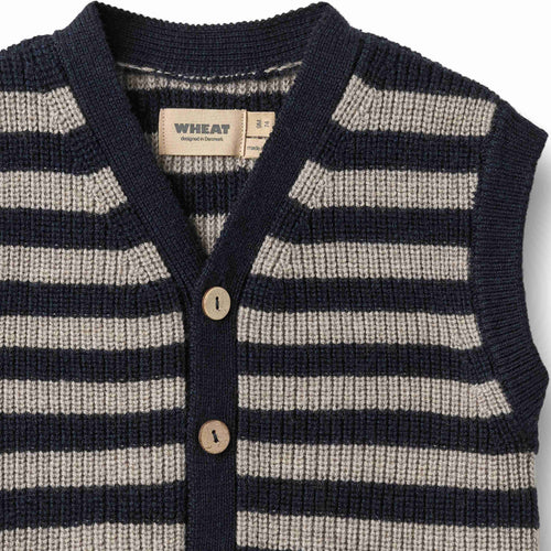 Wheat Pete Knit Vest - Navy Stripe