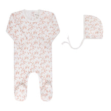 Load image into Gallery viewer, Ely&#39;s &amp; Co Velour Vine Pattern Collection Footie &amp; Bonnet - Pink on Ivory