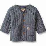 Wheat Siggo Quilt Jacket - Grey Blue Slub Stripe