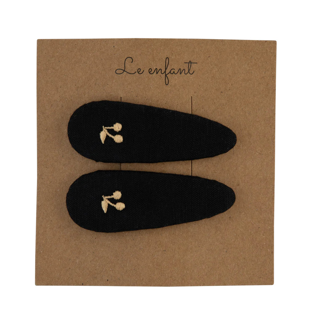 Le Enfant Gold Thread cherry clips - Black