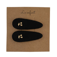 Load image into Gallery viewer, Le Enfant Gold Thread cherry clips - Black