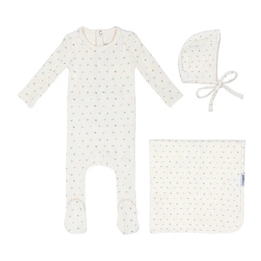Mini Label Boys Pointelle Petal Floral Layette Set - Ivory
