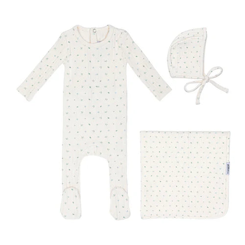 Mini Label Boys Pointelle Petal Floral Layette Set - Ivory