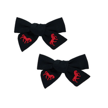 Load image into Gallery viewer, Le Enfant Petite Épopée Embroidered Bows (2 Pack) - Navy